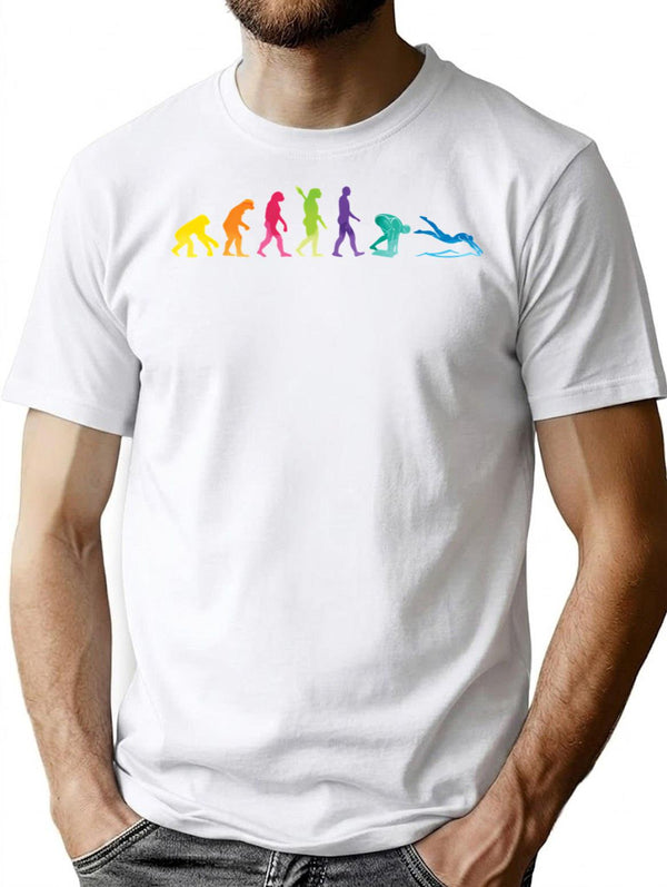 Retro Swimming Evolution Swimmers Vintage Retro Swim T-Shirt for Men & Women, T-Shirts Graphic Tee - White