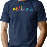 Retro Swimming Evolution Swimmers Vintage Retro Swim T-Shirt for Men & Women, T-Shirts Graphic Tee - Navy