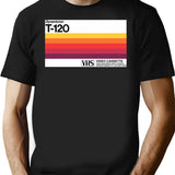 Retro T-120 Vhs Tape Case Design T-Shirt for Men & Women, T-Shirts Graphic Tee - Black