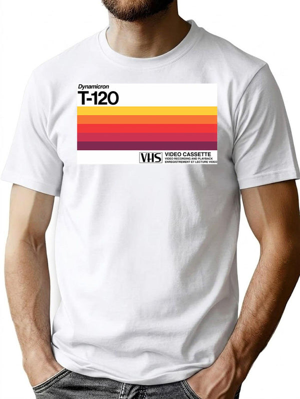 Retro T-120 Vhs Tape Case Design T-Shirt for Men & Women, T-Shirts Graphic Tee - White