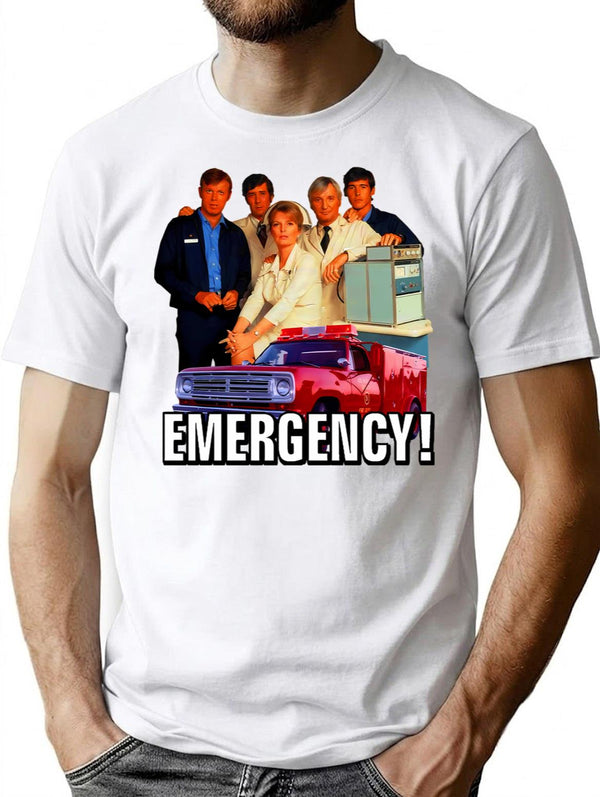 Retro Vintage 70S Emergency Cast Tribute T-Shirt for Men & Women, T-Shirts Graphic Tee - White