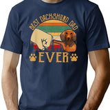 Retro Vintage Best Dachshund Dad Ever T-Shirt for Men & Women, T-Shirts Graphic Tee - Navy