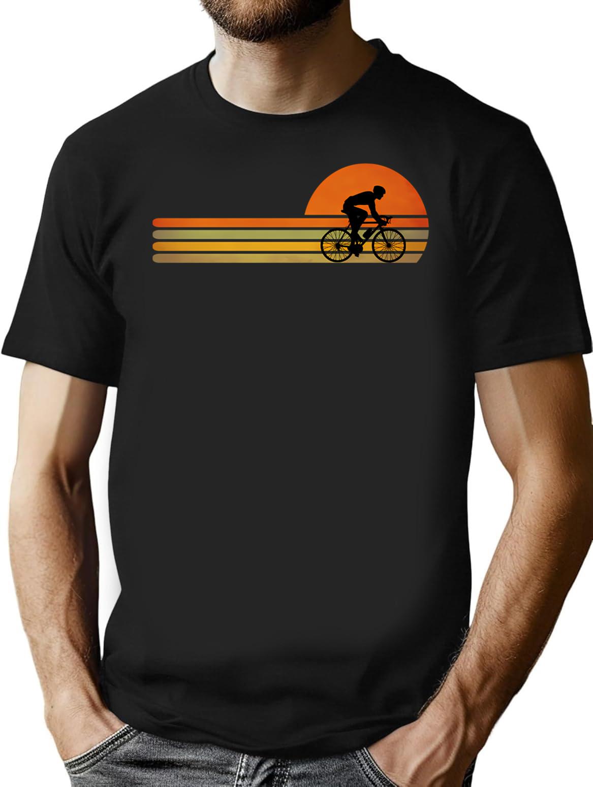 Retro Vintage Bicycle Rider Gift For Bicycle Lovers T-Shirt for Men & Women, T-Shirts Graphic Tee - Black