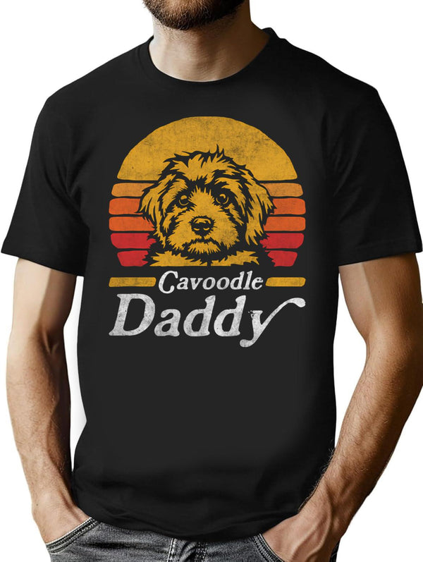 Retro Vintage Cavoodle Daddy T-Shirt for Men & Women, T-Shirts Graphic Tee - Black