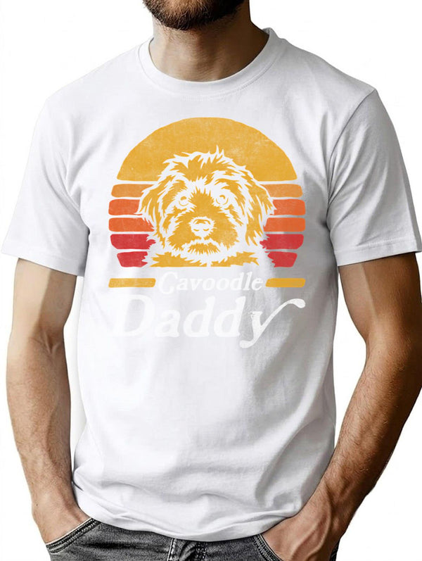 Retro Vintage Cavoodle Daddy T-Shirt for Men & Women, T-Shirts Graphic Tee - White