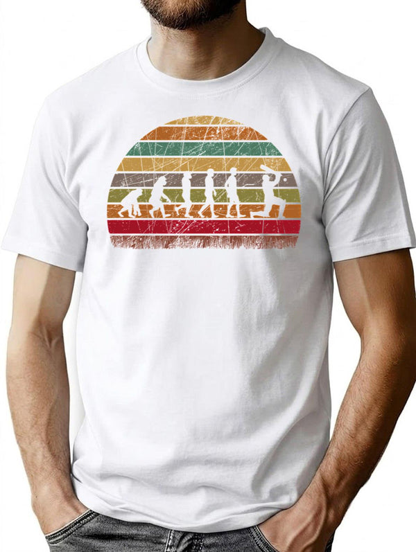 Retro Vintage Cricket Evolution Cricket Fan Funny Cricket Lover Gift T-Shirt for Men & Women, T-Shirts Graphic Tee - White