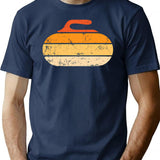 Retro Vintage Curling T-Shirt for Men & Women, T-Shirts Graphic Tee - Navy