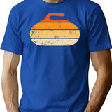 Retro Vintage Curling T-Shirt for Men & Women, T-Shirts Graphic Tee - Blue