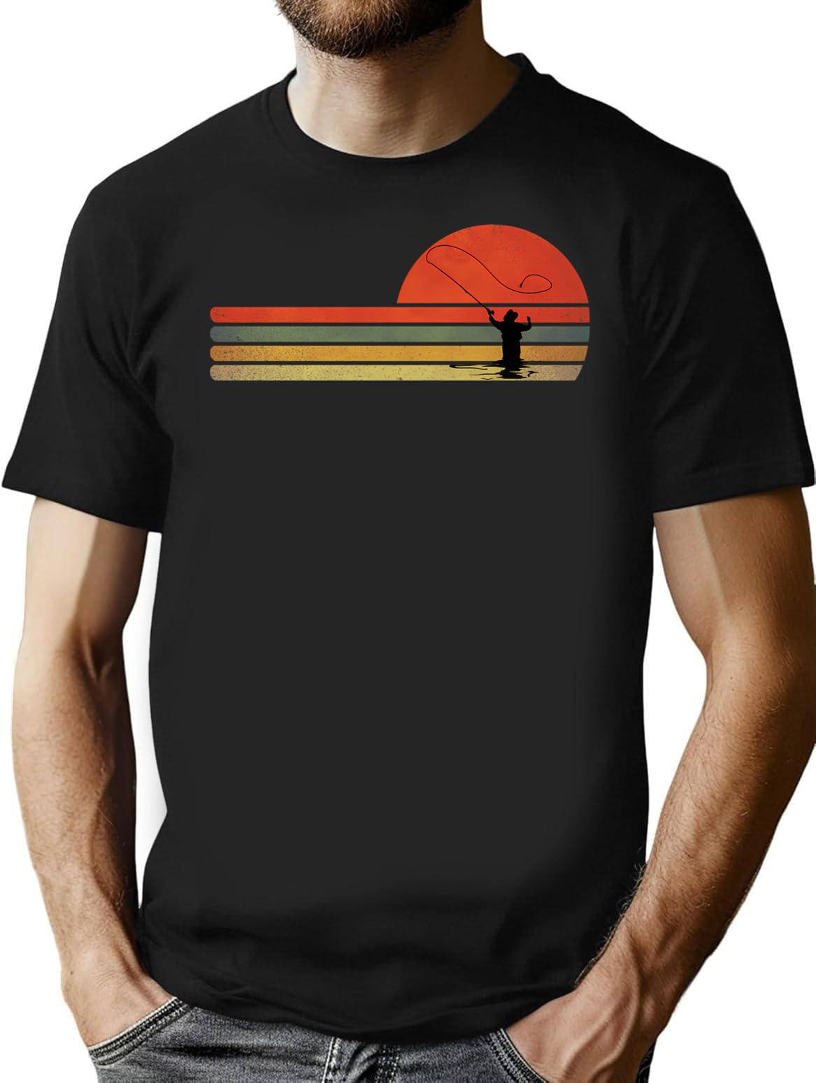 Retro Vintage Fly Fishinggift For Fly Fishing Lovers T-Shirt for Men & Women, T-Shirts Graphic Tee - Black