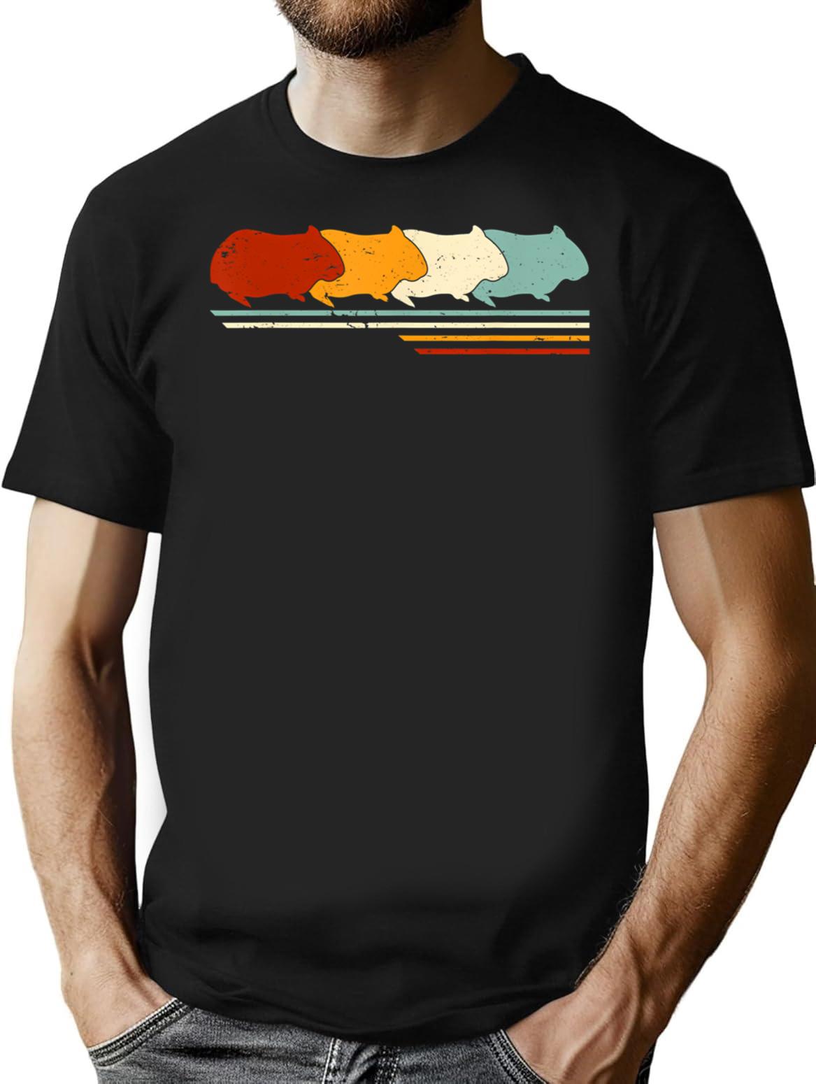 Retro Vintage Guinea Pig Animal Lover T-Shirt for Men & Women, T-Shirts Graphic Tee - Black