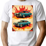 Retro Vintage Muscle Car Design T-Shirt for Men & Women, T-Shirts Graphic Tee - White