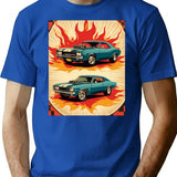 Retro Vintage Muscle Car Design T-Shirt for Men & Women, T-Shirts Graphic Tee - Blue