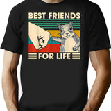 Retro Vintage Squirrel Best Friend For Life Fist Bump (1) T-Shirt for Men & Women, T-Shirts Graphic Tee - Black