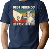 Retro Vintage Squirrel Best Friend For Life Fist Bump (1) T-Shirt for Men & Women, T-Shirts Graphic Tee - Navy