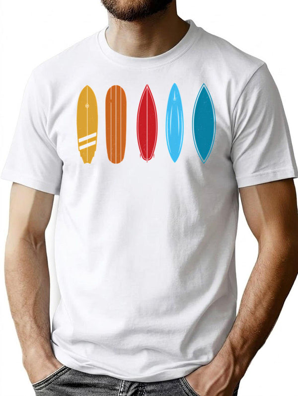 Retro Vintage Sunset Surf Boards T-Shirt for Men & Women, T-Shirts Graphic Tee - White