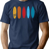 Retro Vintage Sunset Surf Boards T-Shirt for Men & Women, T-Shirts Graphic Tee - Navy