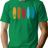 Retro Vintage Sunset Surf Boards T-Shirt for Men & Women, T-Shirts Graphic Tee - Green