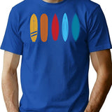 Retro Vintage Sunset Surf Boards T-Shirt for Men & Women, T-Shirts Graphic Tee - Blue