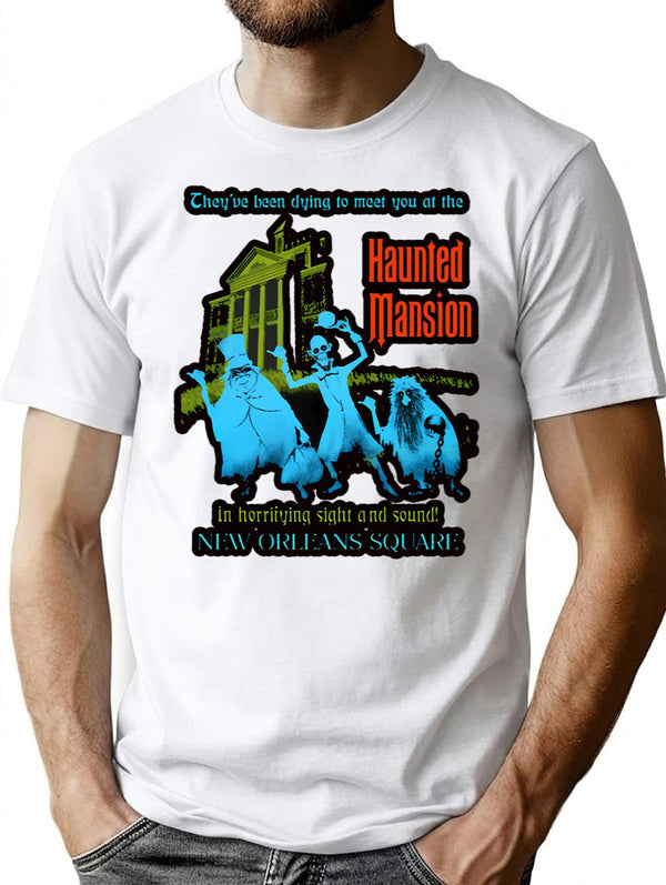 Retro Vintage The Haunted Mansion Hat Box Halloween Shirt Cute Graphic Gift T-Shirt for Men & Women, T-Shirts Graphic Tee - White