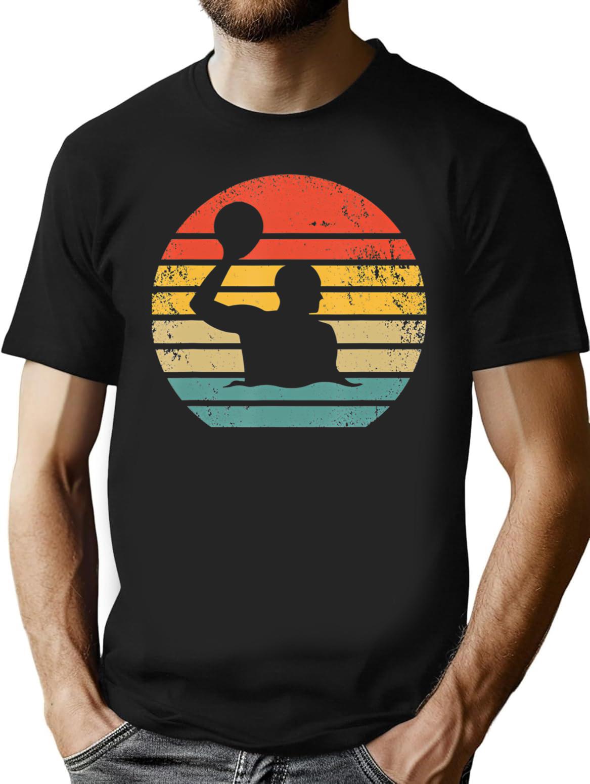 Retro Water Polo Player Vintage Waterpolo H2O Polo T-Shirt for Men & Women, T-Shirts Graphic Tee - Black