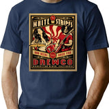 Retro White Stripes T-Shirt for Men & Women, T-Shirts Graphic Tee - Navy