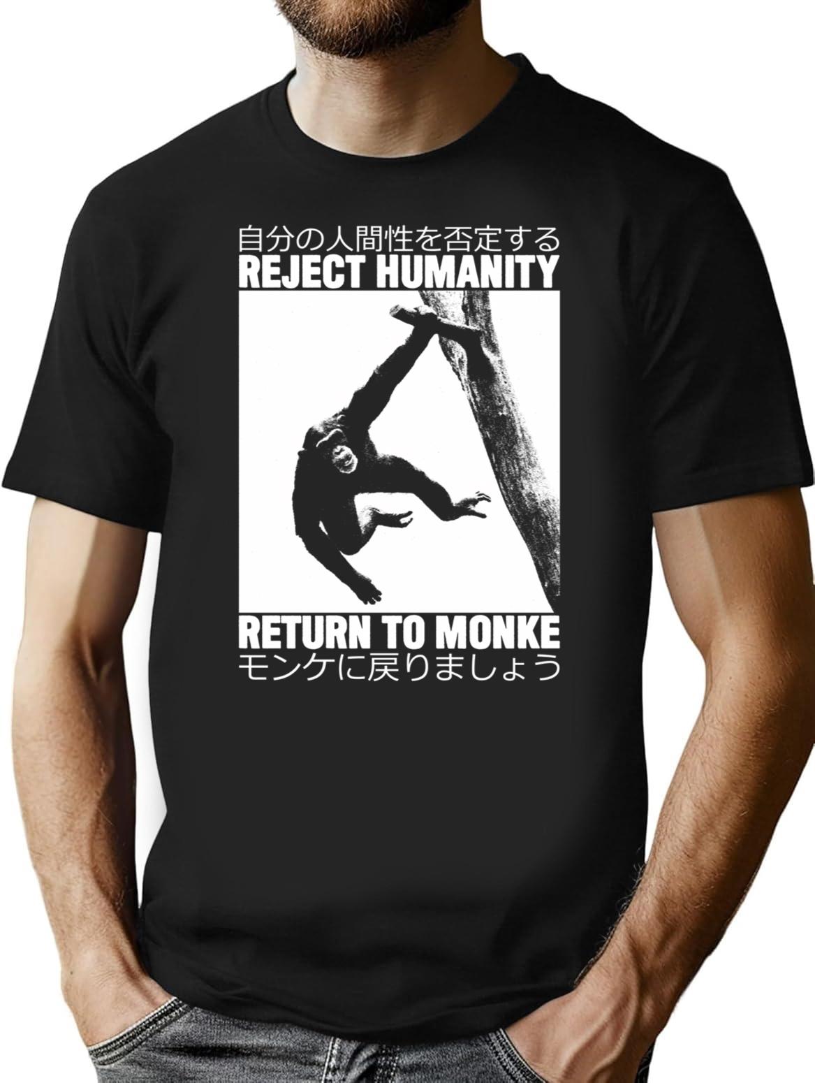 Return To Monke Japanese T-Shirt for Men & Women, T-Shirts Graphic Tee - Black