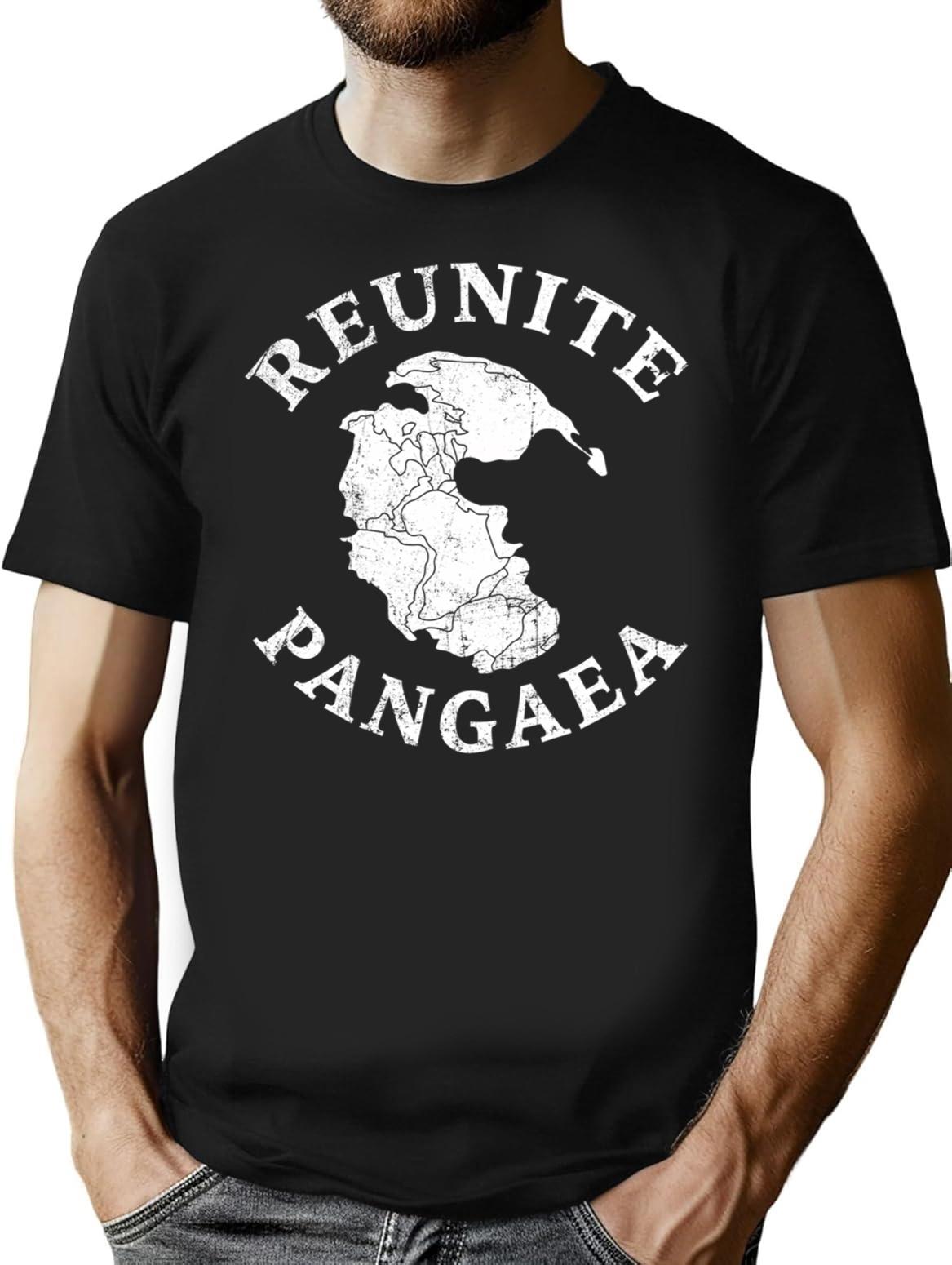 Reunite Pangaea Pangea Map Funny Peace Protest T-Shirt for Men & Women, T-Shirts Graphic Tee - Black