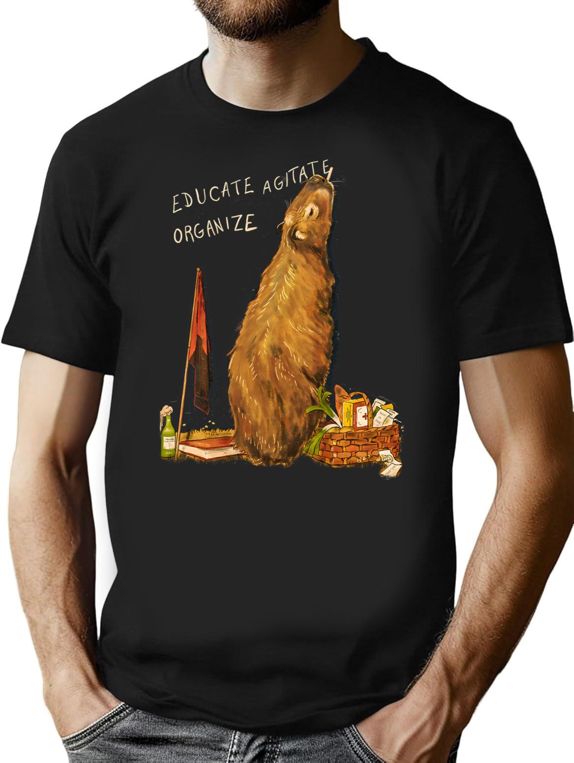 Revolutionary Capybara T-Shirt for Men & Women, T-Shirts Graphic Tee - Black