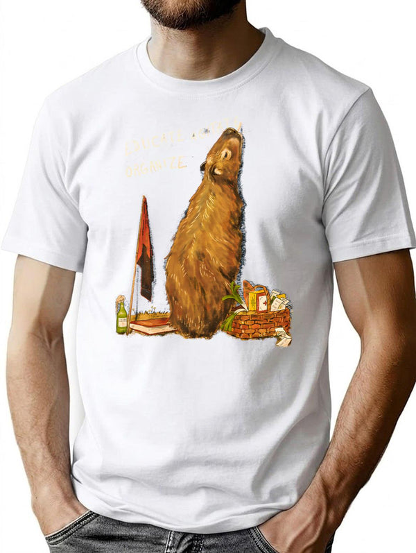 Revolutionary Capybara T-Shirt for Men & Women, T-Shirts Graphic Tee - White