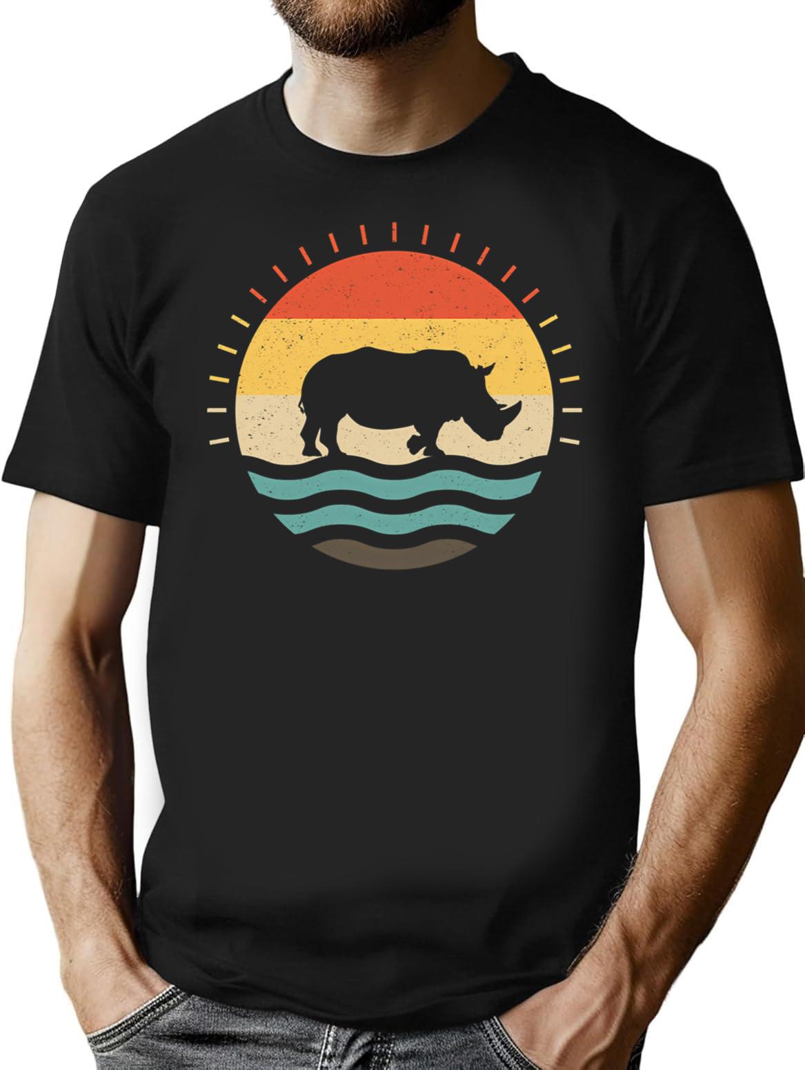 Rhino Art Rhino Love Rhino Mama Rhino Owner Rhino Girl Funny Rhino Rhino Mom T-Shirt for Men & Women, T-Shirts Graphic Tee - Black