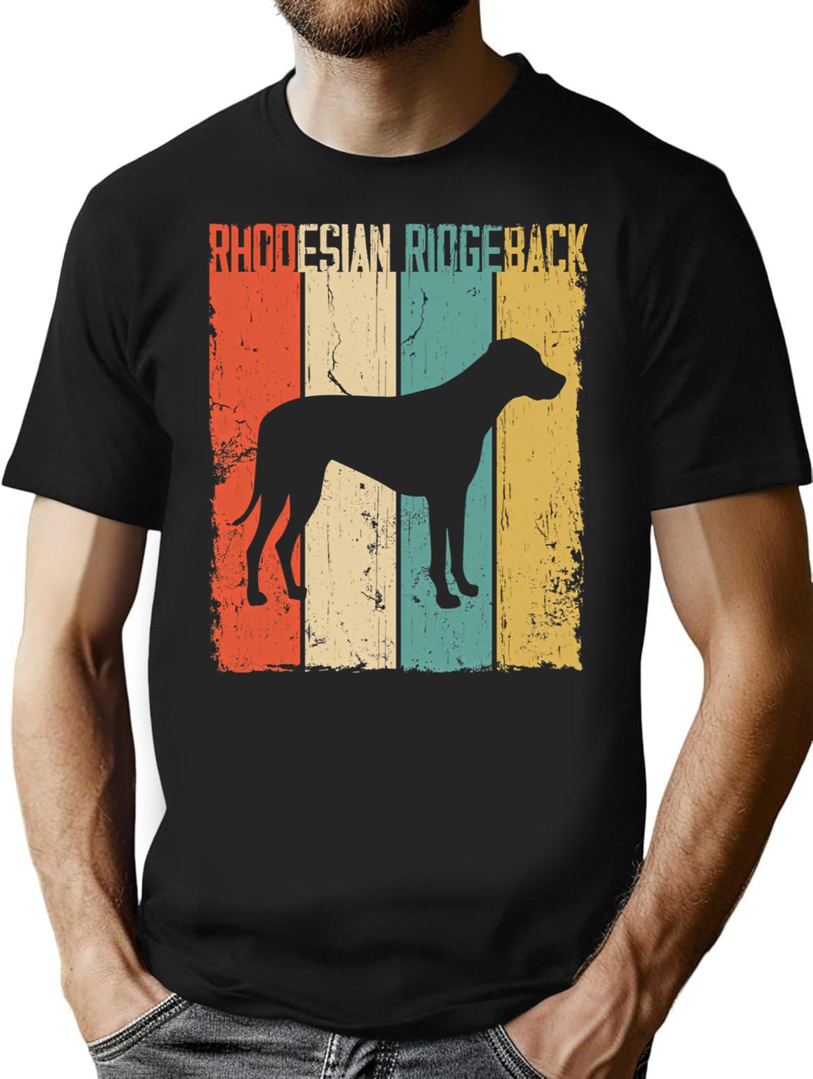 Rhodesian Ridgeback Dog Vintage Retro Style T-Shirt for Men & Women, T-Shirts Graphic Tee - Black