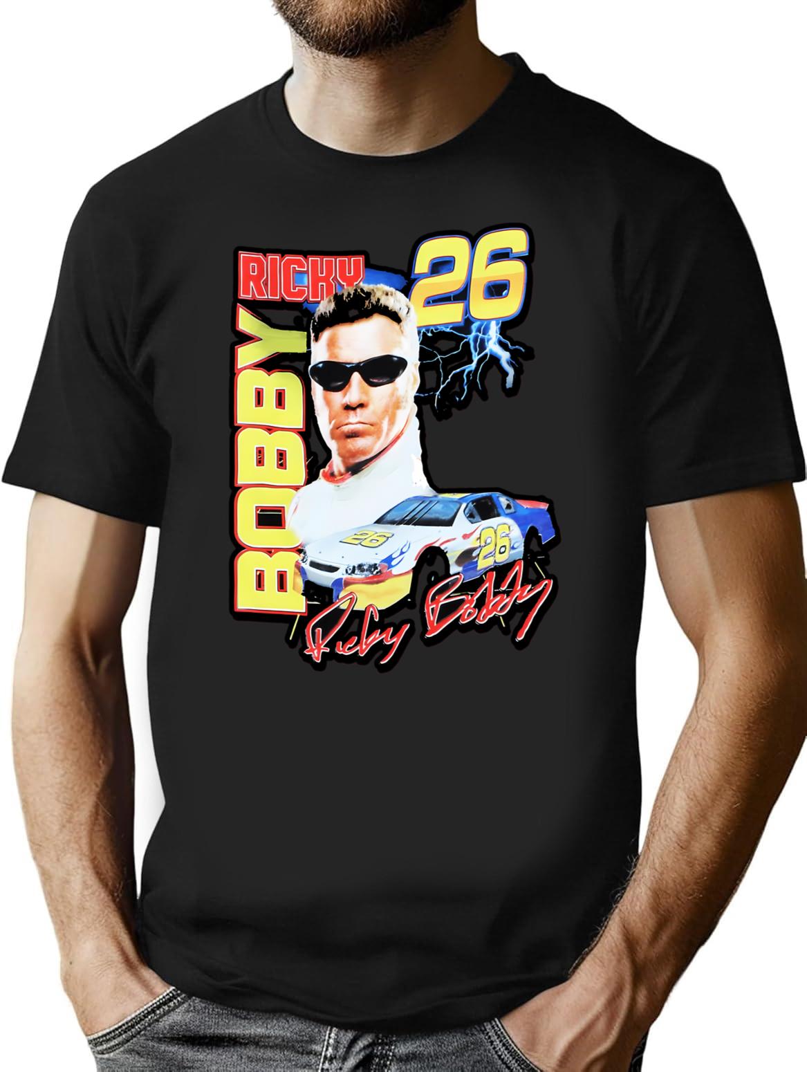 Ricky Bobby Vintage Racing T-Shirt for Men & Women, T-Shirts Graphic Tee - Black