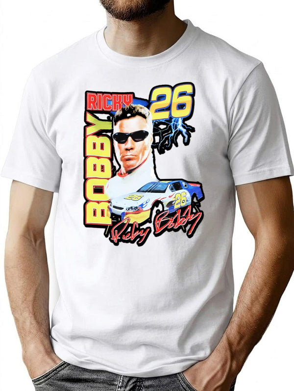 Ricky Bobby Vintage Racing T-Shirt for Men & Women, T-Shirts Graphic Tee - White