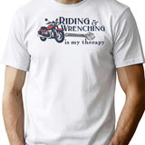 Riding Wrenching Therapy T-Shirt for Men & Women, T-Shirts Graphic Tee - White