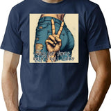 Ripped Jeans Rocknroll Vintage Grunge Style T-Shirt for Men & Women, T-Shirts Graphic Tee - Navy