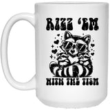 Rizz Em With The Tism Funny Autism Awarness Raccoon Meme White Coffee Mug, Gift Coffee Mug