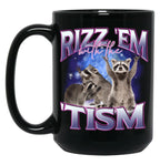 Rizz Em With The Tism Funny Raccoon Autism Awareness Black Coffee Mug, Gift Coffee Mug