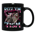 Rizz Em With The Tism Meme - Funny Autism Racoon In Vintage 90S Bootleg Style Black Coffee Mug, Gift Coffee Mug - Black