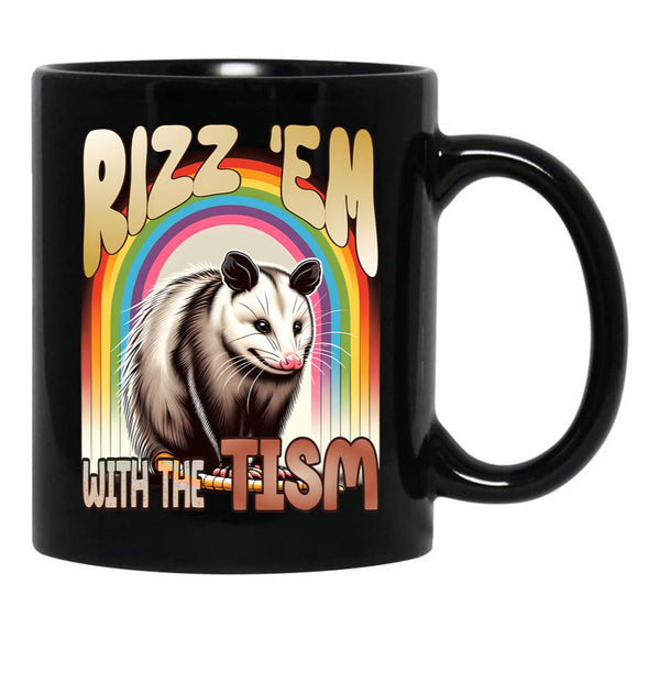Rizz Em With The Tism Autism Awareness Meme Black Coffee Mug, Gift Coffee Mug - Black