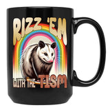 Rizz Em With The Tism Autism Awareness Meme Black Coffee Mug, Gift Coffee Mug