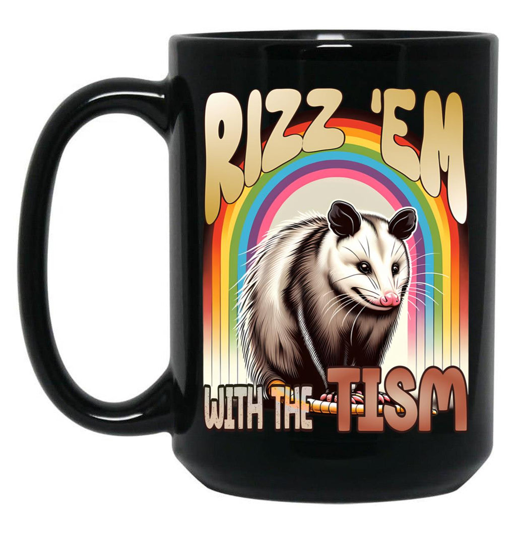 Rizz Em With The Tism Autism Awareness Meme Black Coffee Mug, Gift Coffee Mug