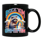 Rizz Em With The Tism Raccoon Autism Awareness Funny Raccoon Black Coffee Mug, Gift Coffee Mug - Black