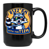 Rizz Em With The Tism Raccoon Autism Awareness Raccoon Meme Black Coffee Mug, Gift Coffee Mug