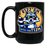 Rizz Em With The Tism Raccoon Autism Awareness Raccoon Meme Black Coffee Mug, Gift Coffee Mug