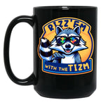 Rizz Em With The Tism Raccoon Autism Awareness Raccoon Meme Black Coffee Mug, Gift Coffee Mug