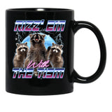Rizz Em With The Tism Retro Funny Raccoon Autism Awareness Black Coffee Mug, Gift Coffee Mug - Black