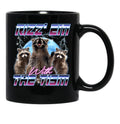 Rizz Em With The Tism Retro Funny Raccoon Autism Awareness Black Coffee Mug, Gift Coffee Mug - Black