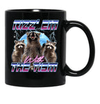 Rizz Em With The Tism Retro Funny Raccoon Autism Awareness Black Coffee Mug, Gift Coffee Mug - Black