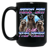 Rizz Em With The Tism Retro Funny Raccoon Autism Awareness Black Coffee Mug, Gift Coffee Mug