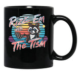 Rizz Em With The Tism Retro Vintage Raccoon Meme Black Coffee Mug, Gift Coffee Mug - Black